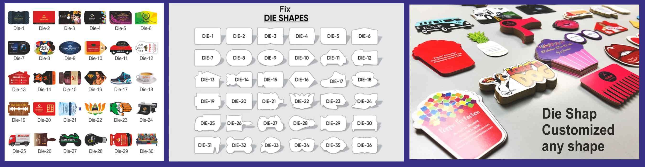 Premium die shape & cutomize die shape visiting Card Printing in Jodhpur